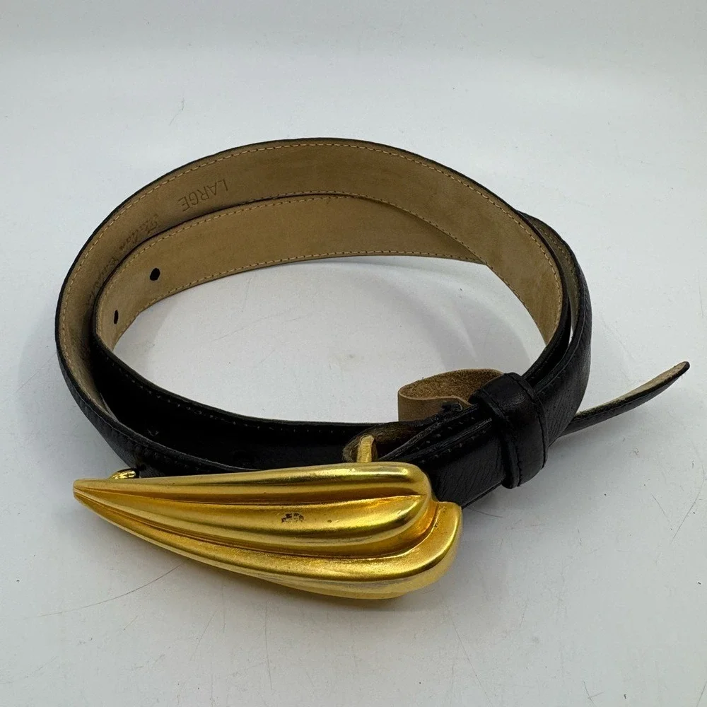 Vintage 1980's ROBERT LEE MORRIS Gold buckle belt size Large